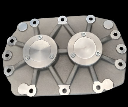 NOSTALGIA DPI 671 & 871 REAR BEARING PLATE ASSEMBLY A356.2-T6 W/ SHOT BLAST FINISH WITH BLANK CAPS